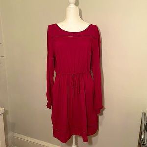 LC Pink Drawstring Long Sleeve Dress